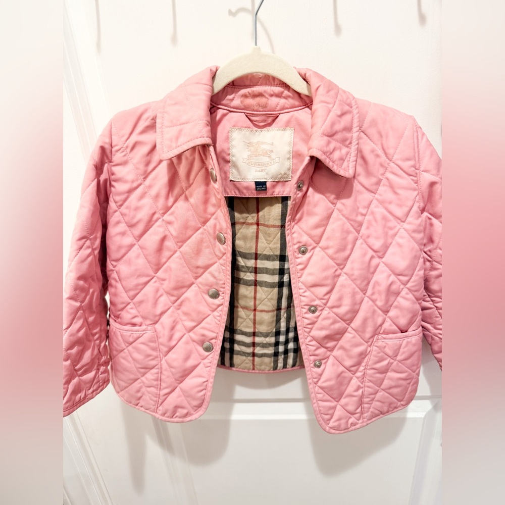 Official Burberry Pink Quilted Jacket - Size 24-36M